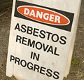 Danger, asbestos removal in progress sign